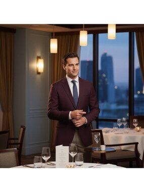 Calvin Klein Burgundy Slim Fit Stretch Blazer Men’s Jacket – New With Tags